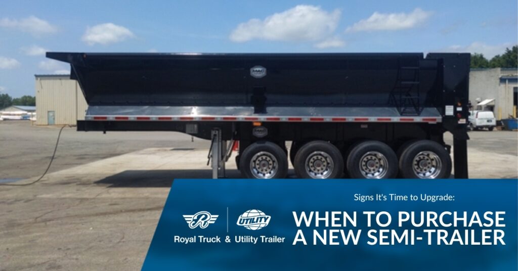 A New Black MAC Dump Trailer Parked at the Dealership | Signs It's Time to Upgrade: When To Purchase a New Semi-Trailer | Royal Truck & Utility Trailer