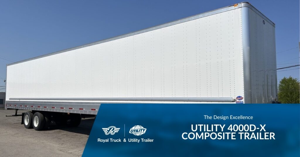 A Utility 4000D-X Dry Van Trailer Parked | The Design Excellence of the Utility 4000D-X Composite Trailer | Royal Truck & Utility Trailer