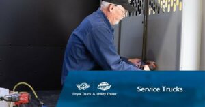 A Man Working on a Custom Upfitting for a Service Truck | Royal Truck & Utility Trailer
