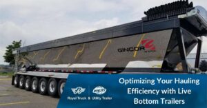 Live bottom trailer in a lot. Optimizing Your Fleet Efficiency with Live Bottom Trailers. Royal Truck & Utility Trailer