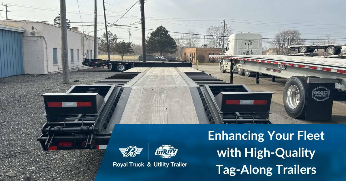 Tag-along trailer in a lot. enhancing your fleet with high quality tag-along trailers. Royal Truck & Utility Trailers.