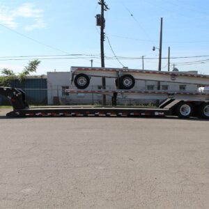 Side view of the 2025 Talbert Lowboy Trailer with contoured gooseneck.